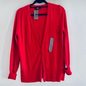 Mossino Stylish Red Button-Up Cardigan Size L NWT